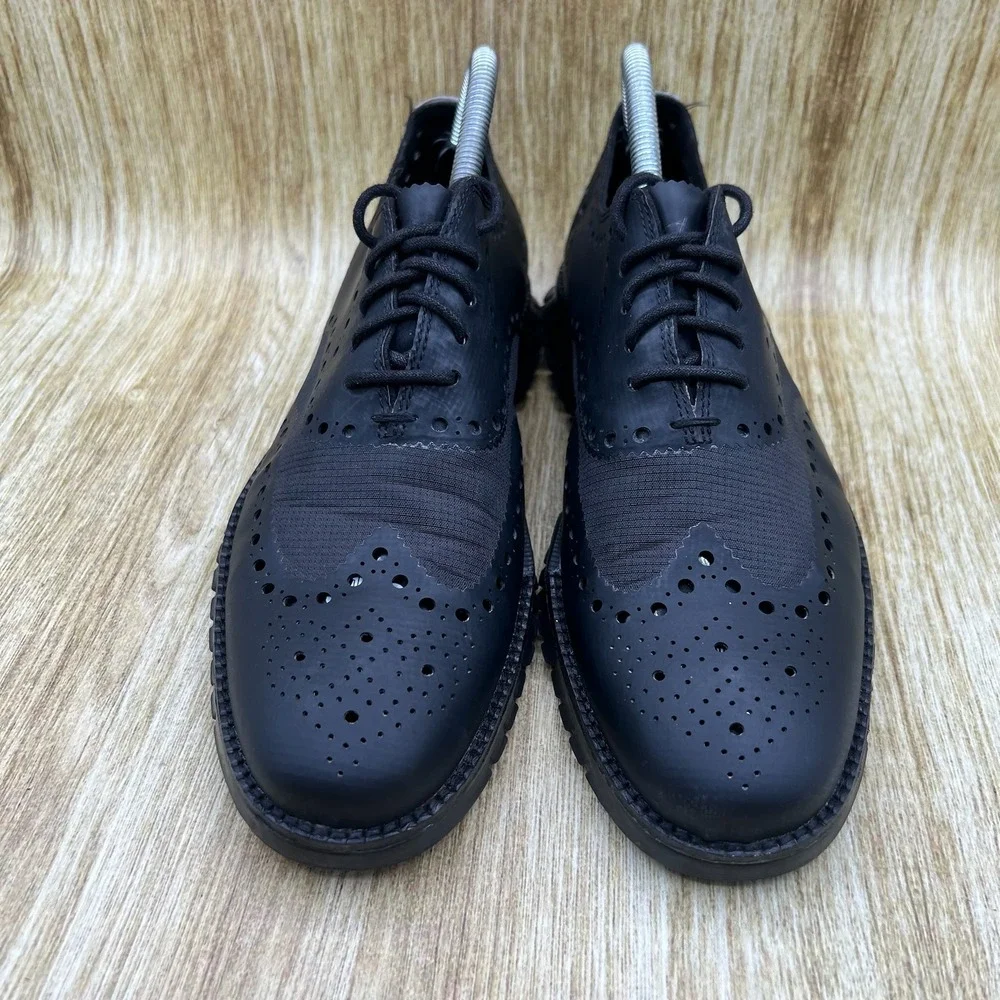 Cole Haan ZeroGrand No Stitch Men's 7.5 Black Wingtip Oxford Dress Shoes C12973